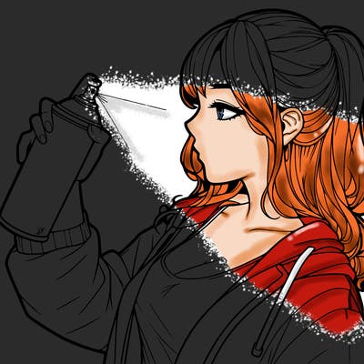 a realistic girl spray, painting