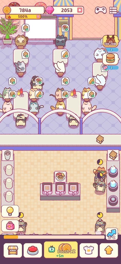 Cat Snack Bar: Food Games - Animated cats eating and preparing food in a pastel colored snack bar