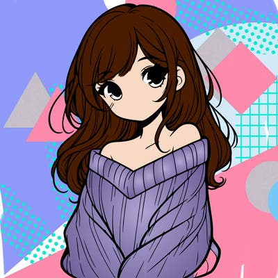 shy pretty girl wearing a sweater that is falling off one shoulder portrait