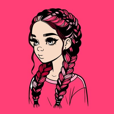 realistic girl with braids