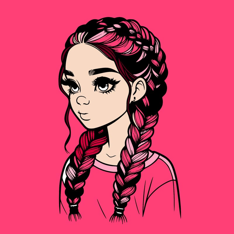 realistic girl with braids