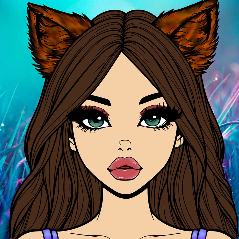 realistic girl with fox ears and realistic lips