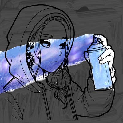 a realistic girl, spray painting