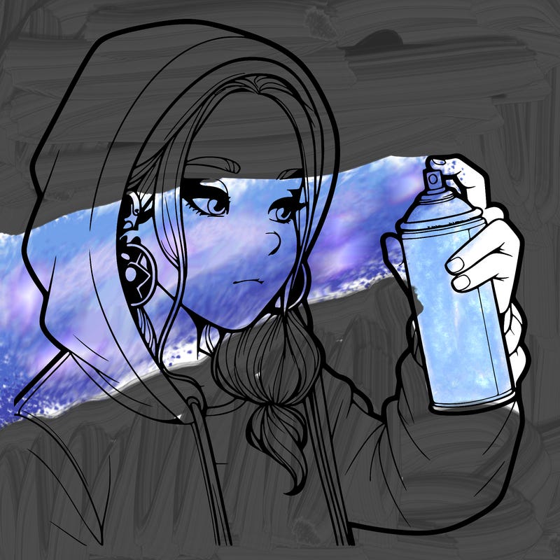 a realistic girl, spray painting