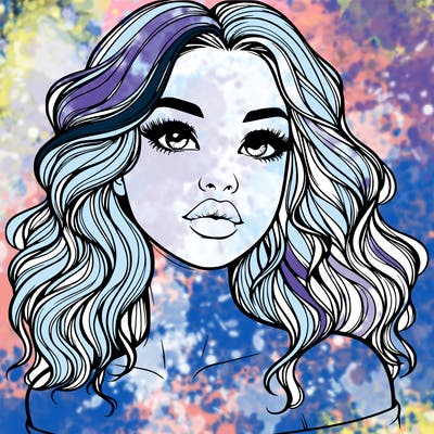 realistic girl with wavy hair and lips