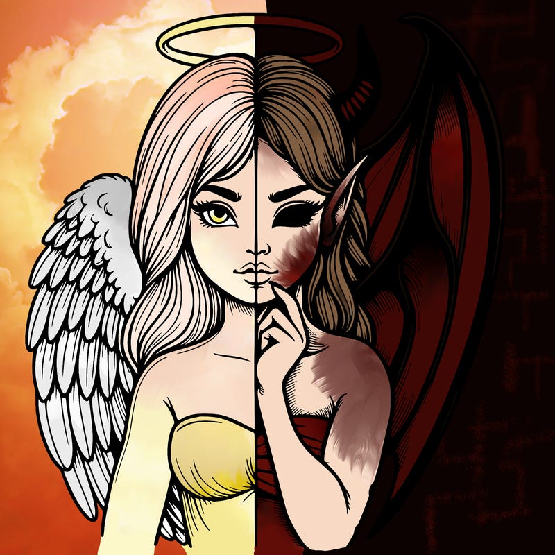 realistic angel half demon