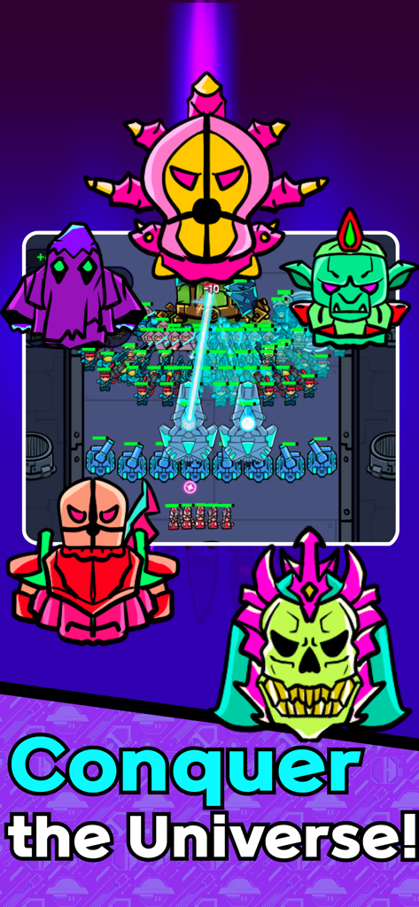 Space Napoleon: RTS - Space Napoleon RTS game screen featuring hand-drawn alien units and tower offense battle action.