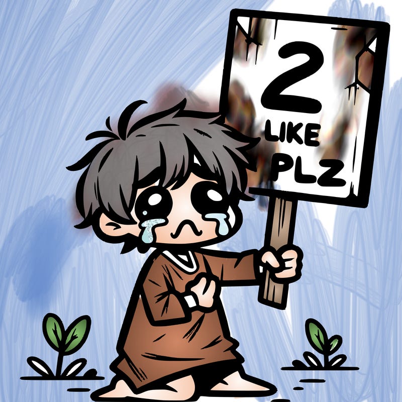 small poor toddler crying with sign that says 2 like plz