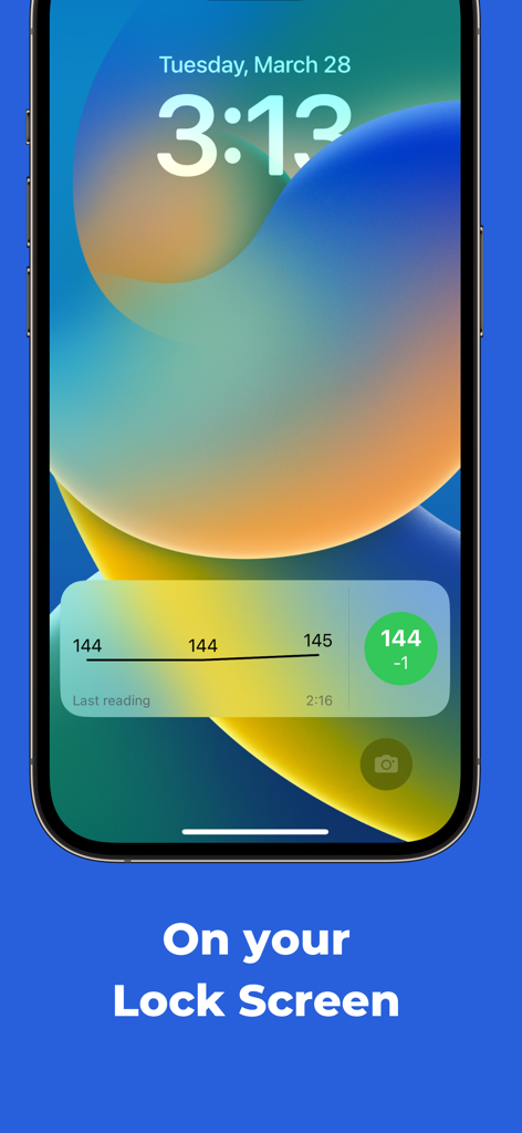 Sweet Dreams – Sugar Tracker - Sweet Dreams app live activity widget displaying real-time sugar levels on an iPhone lock screen