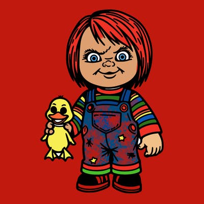 chucky holding a duck