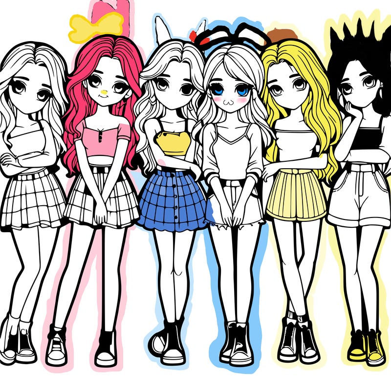 a group of girls realistic