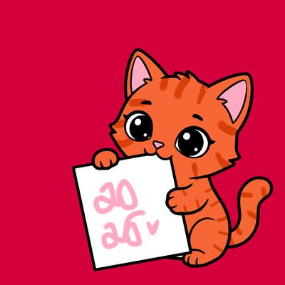 a small cat with a blank sheet of paper in its hand. the cat is sooooooo cute!