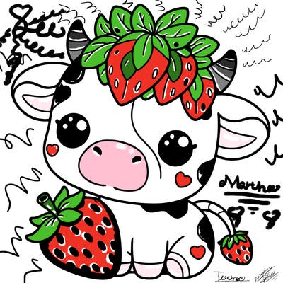 cute strawberry cow