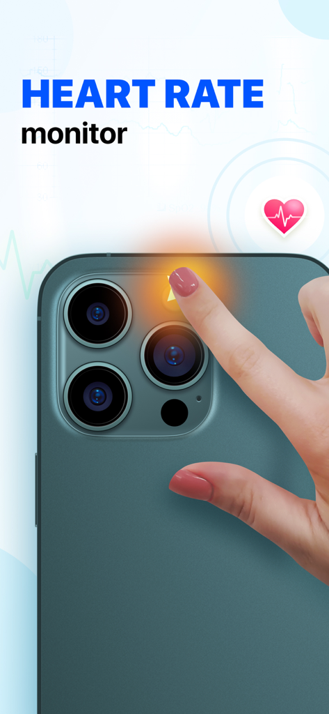 A finger placed over an iPhone camera flash to measure heart rate using the HealthRate app