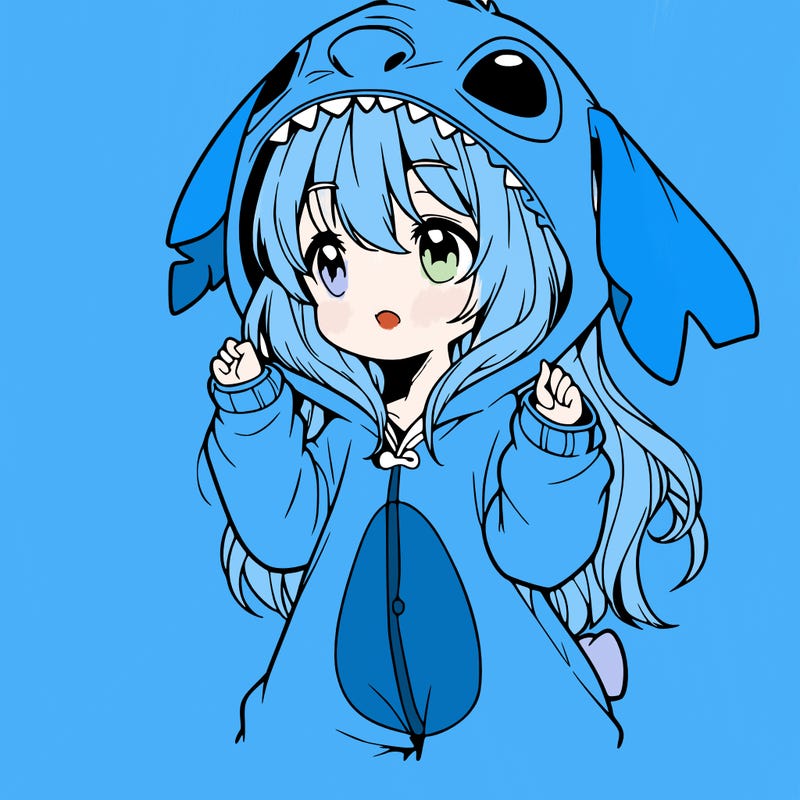 anime girl in a stitch onsie