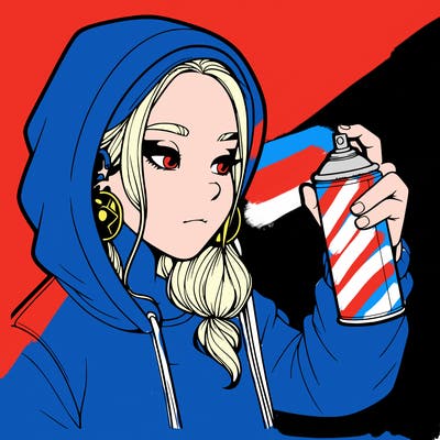 a realistic girl, spray painting
