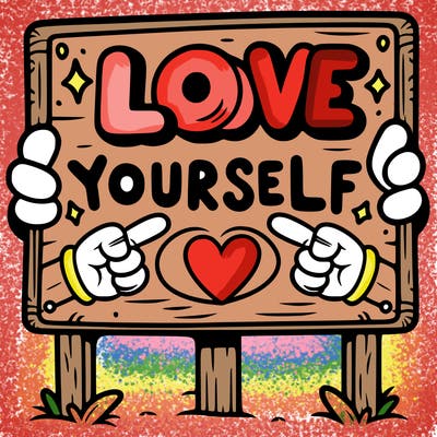 a sign where it is written: love yourself