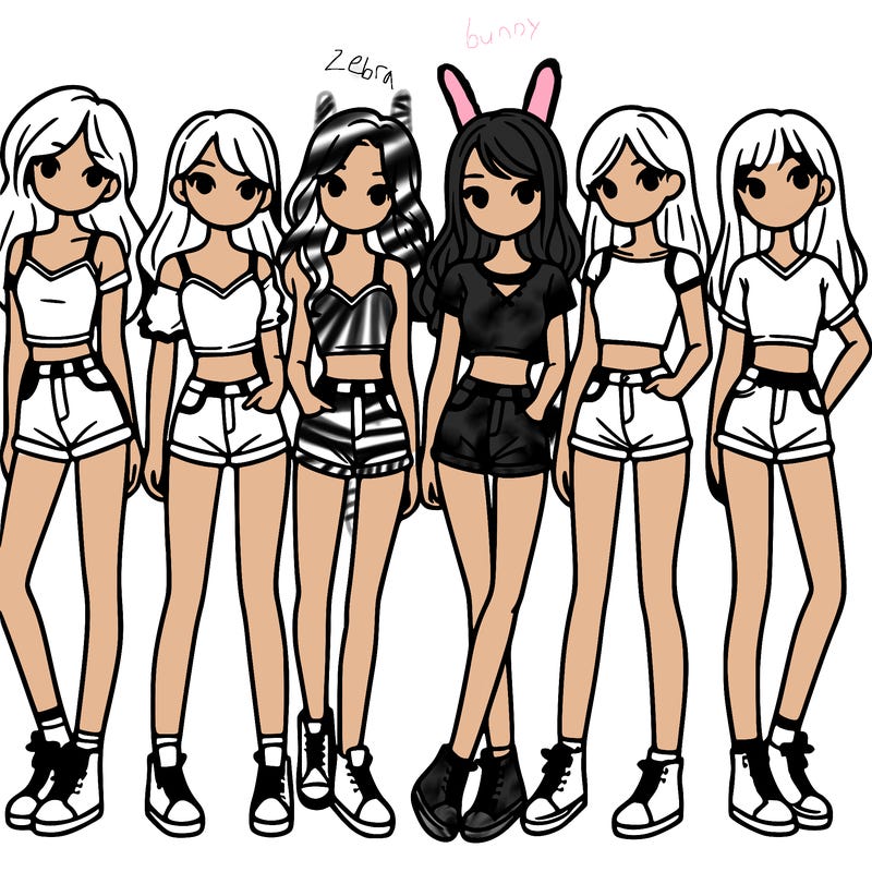 a group of girls wearing crop tops and shorts