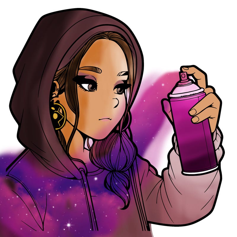 a realistic girl, spray painting