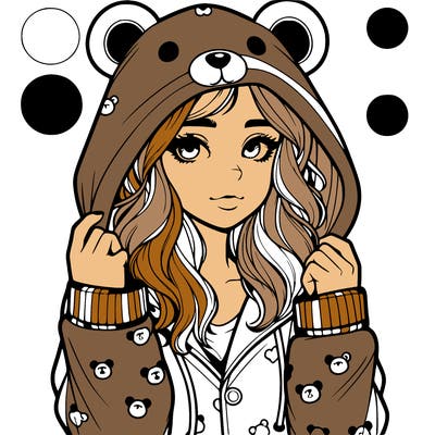 realistic girl in a animal pjs hoodie