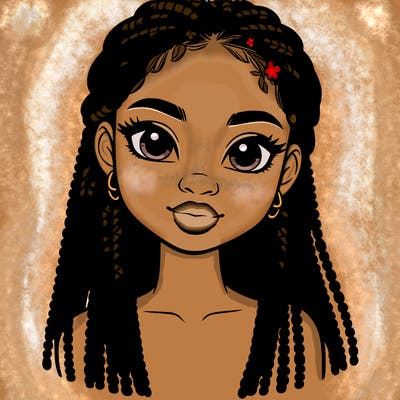 a realistic black girl with braids