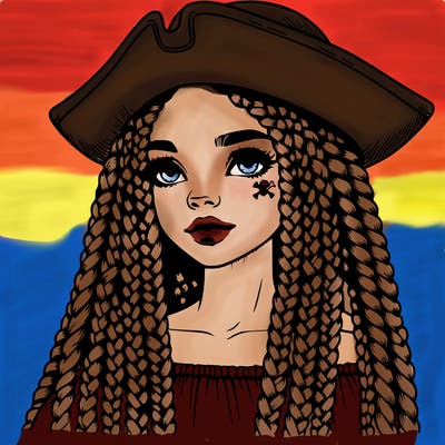 realistic girl with box braids and i realistic pirate hat