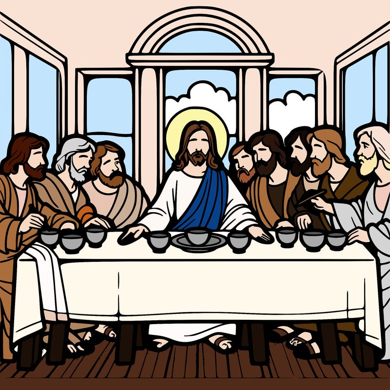 jesus shares the last supper with twelve apostles