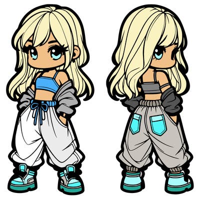 girl in crop top and baggy pants