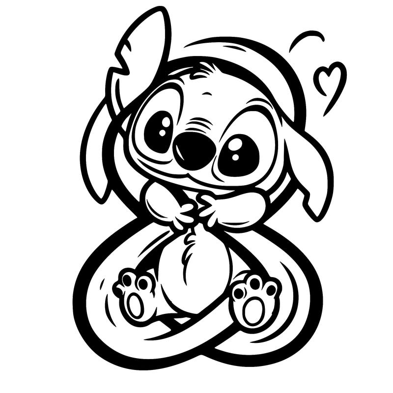 infinity symbol with stitch, hugging it