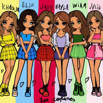 a group of girls realistic