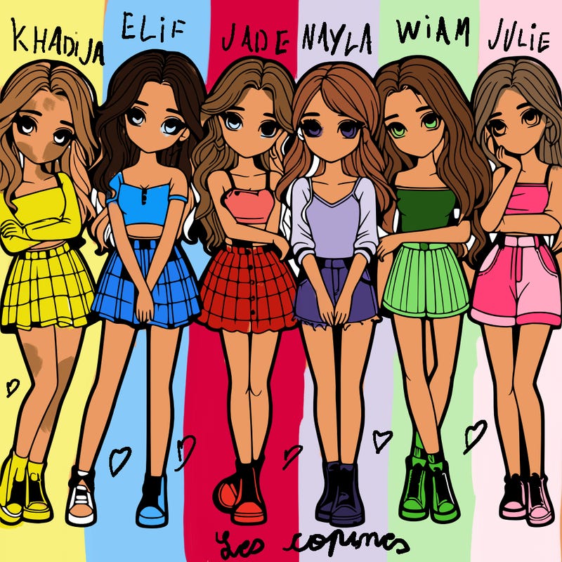 a group of girls realistic