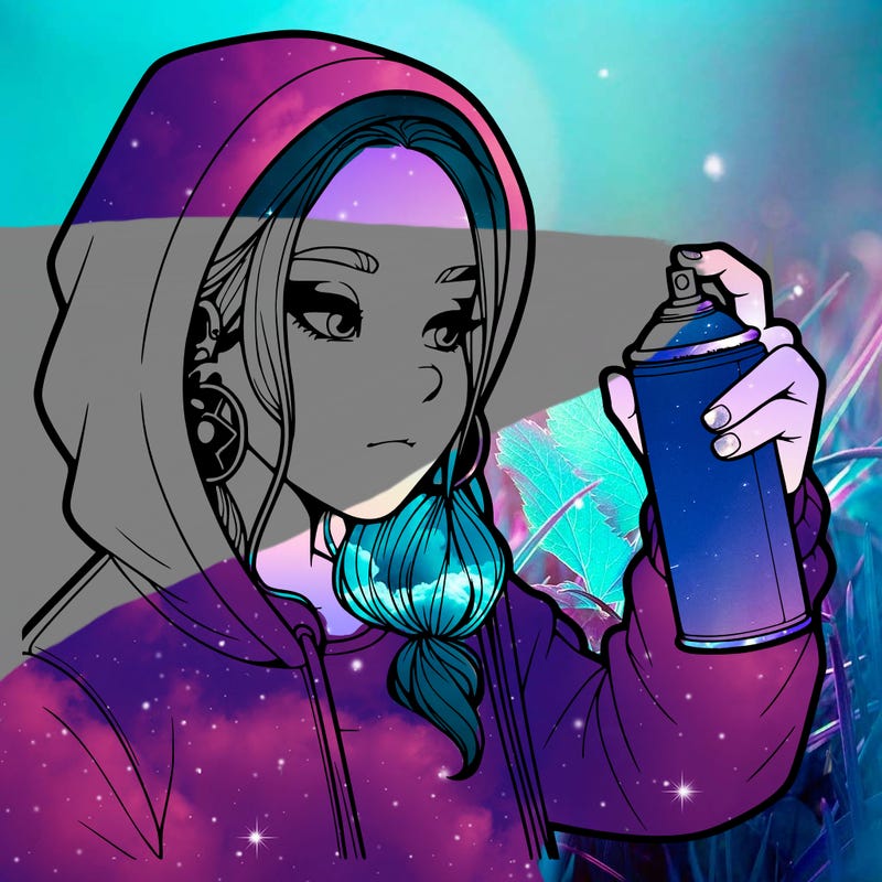 a realistic girl, spray painting