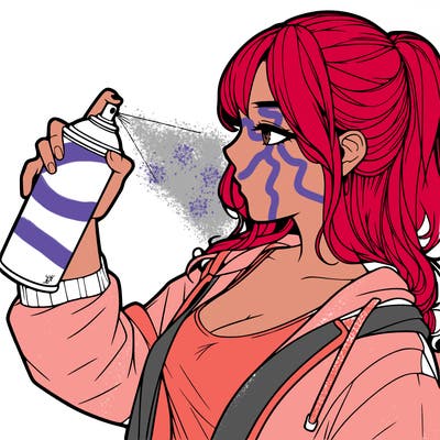 a realistic girl spray, painting