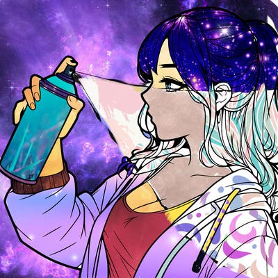 a realistic girl spray, painting