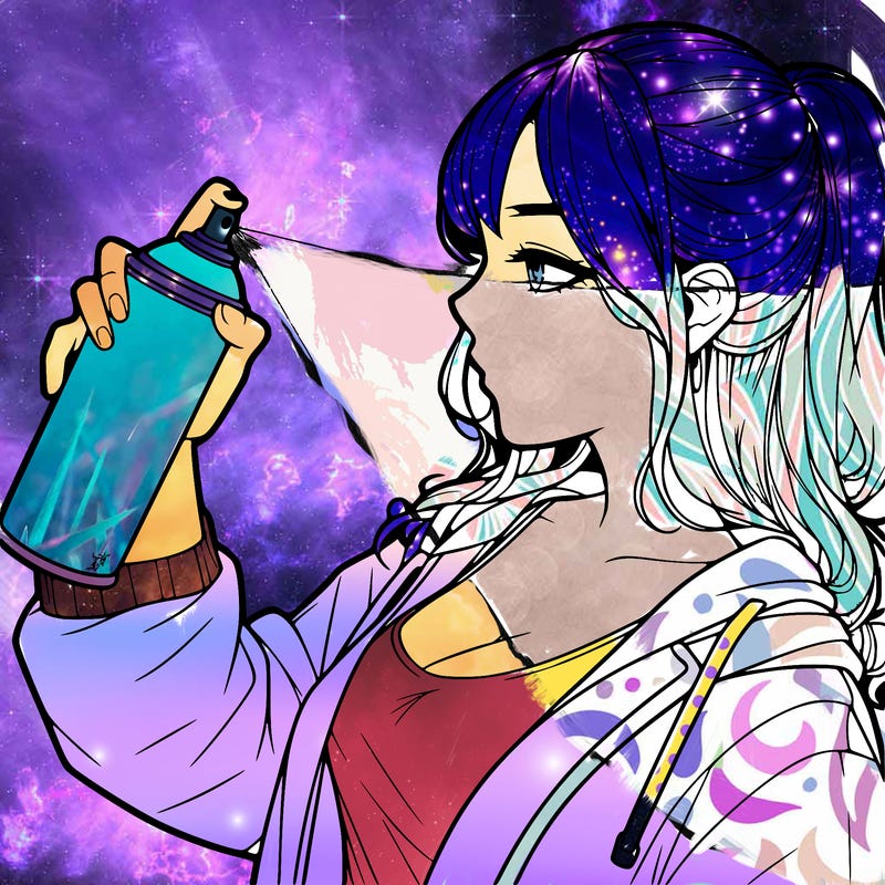 a realistic girl spray, painting