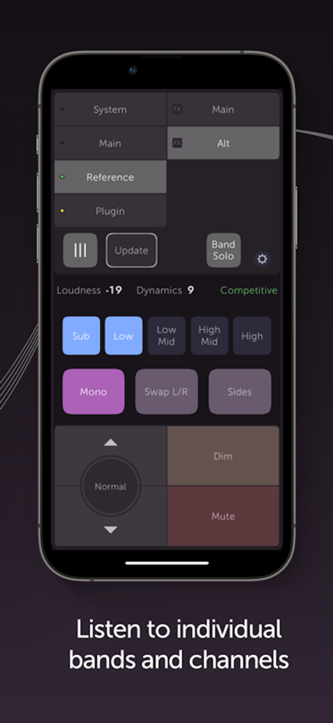 ListenHub - 個々のオーディオバンドのソロとモニタリングチャンネル用のListenHubモバイルインターフェース。