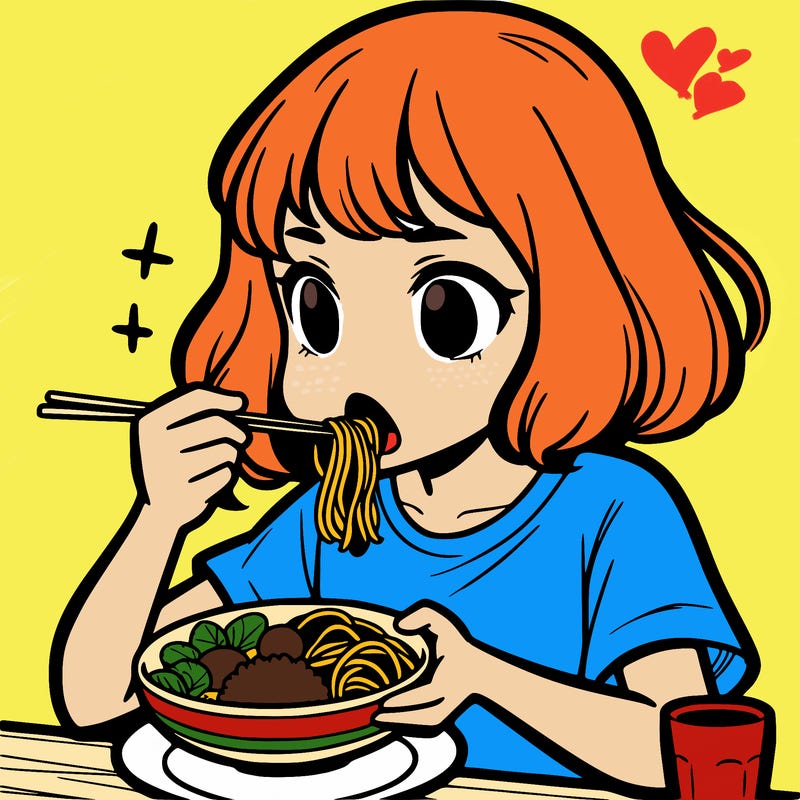 a girl eating food