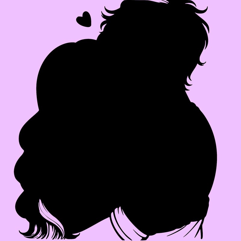 a realistic couple boy and girl hugging and kissing