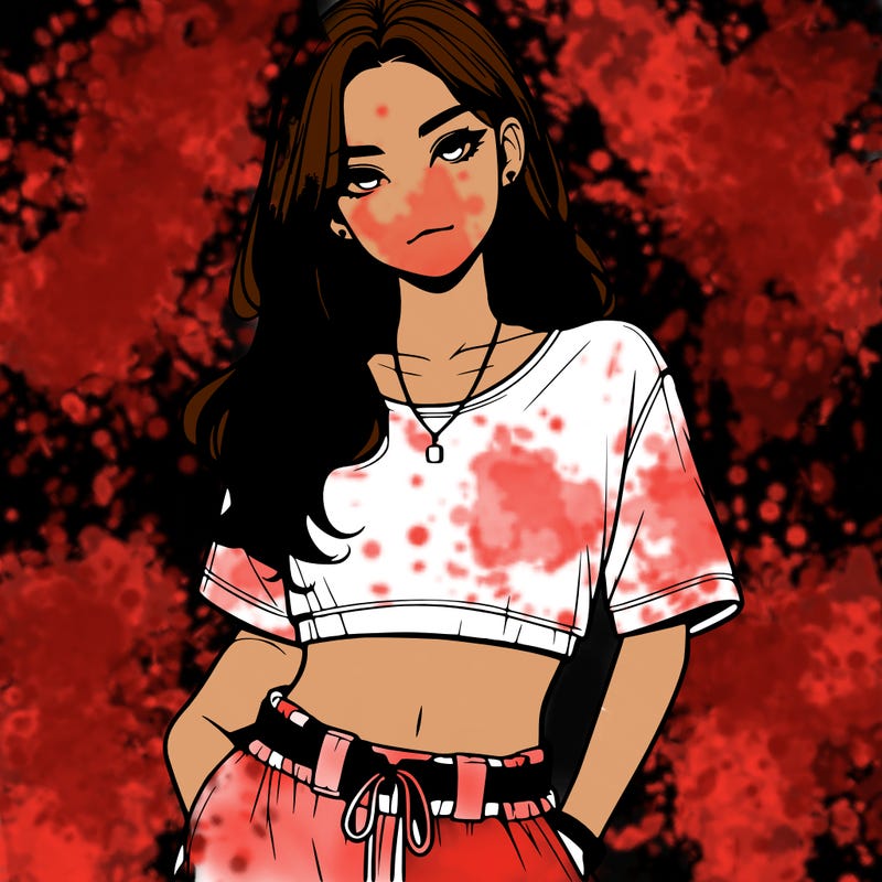 realistic girl witha crop top and baggy pants