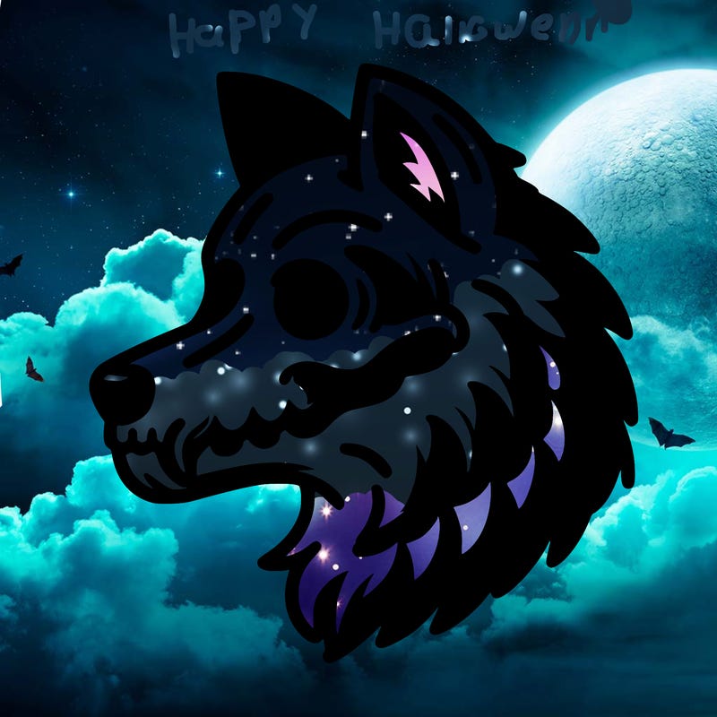 wolf with a skul as face