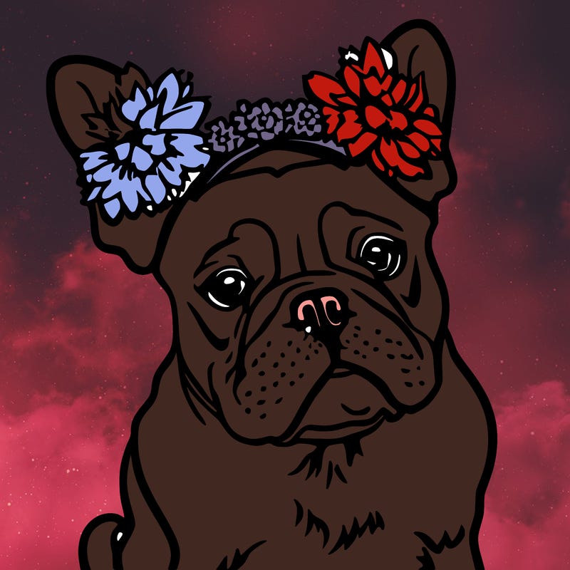 french bulldog with a flower crown