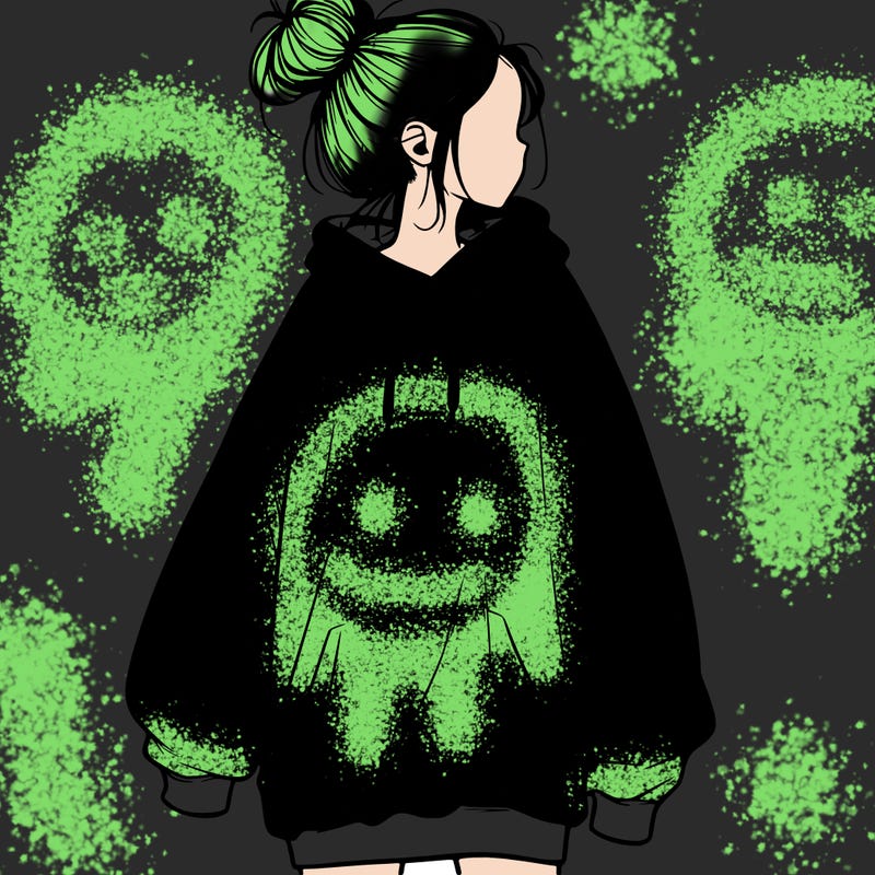 realistic girl with a oversized sweatshirt on and a bun