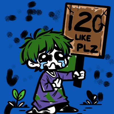 small poor toddler crying with sign that says 2 like plz