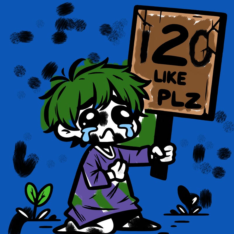small poor toddler crying with sign that says 2 like plz