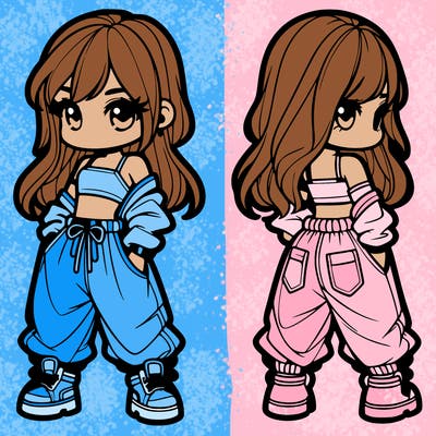 girl in crop top and baggy pants