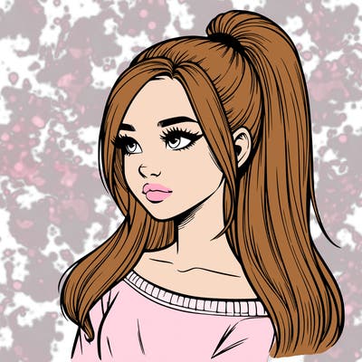 realistic girl with a high ponytail
