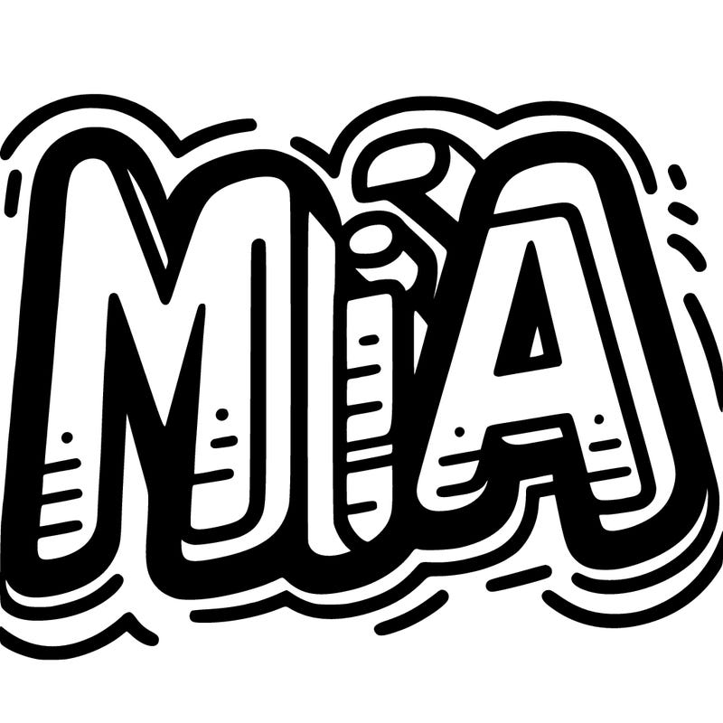 bold letters that spell mia
