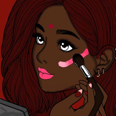 a realistic girl doing her makeup