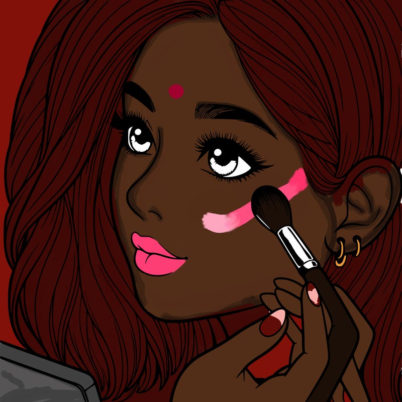 a realistic girl doing her makeup