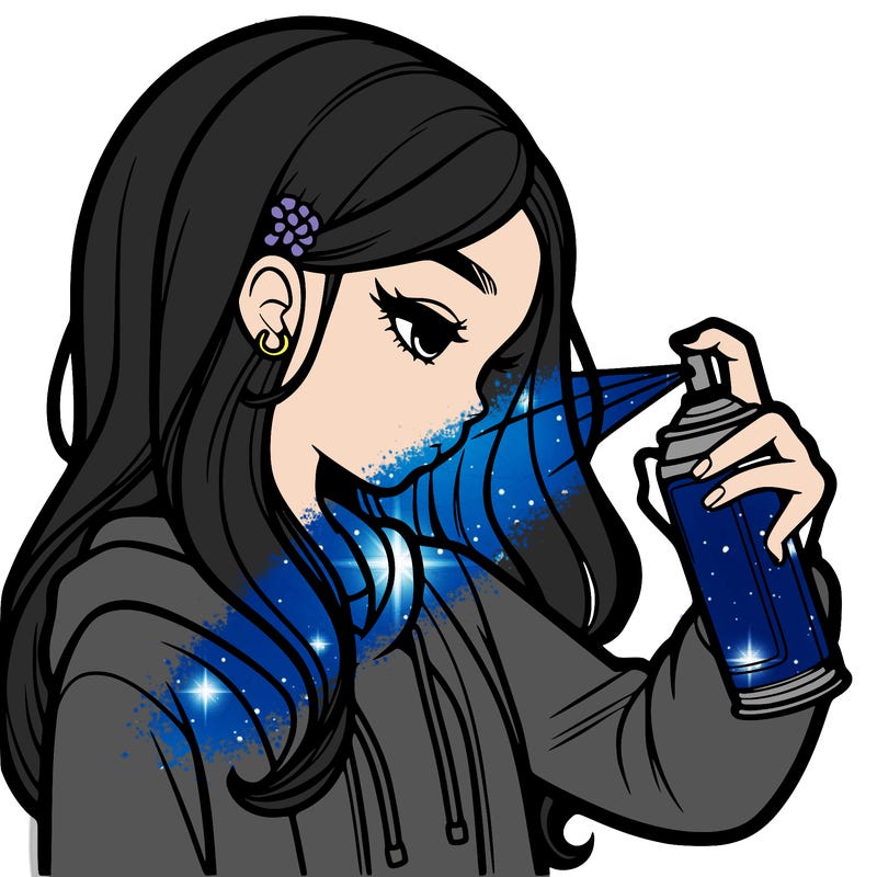 a realistic girl spray painting